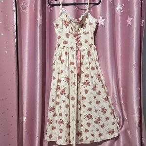 Floral Cream and Pink Kids Dress